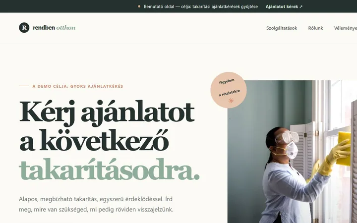 Egyszerű céloldal demó előnézet