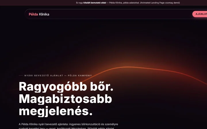 Prémium céloldal demó előnézet